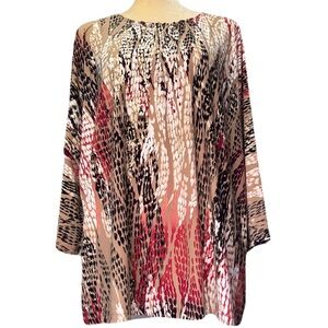 JM Collection Multicolor Women's Printed 3/4-Sleeve Top, Size XXL
